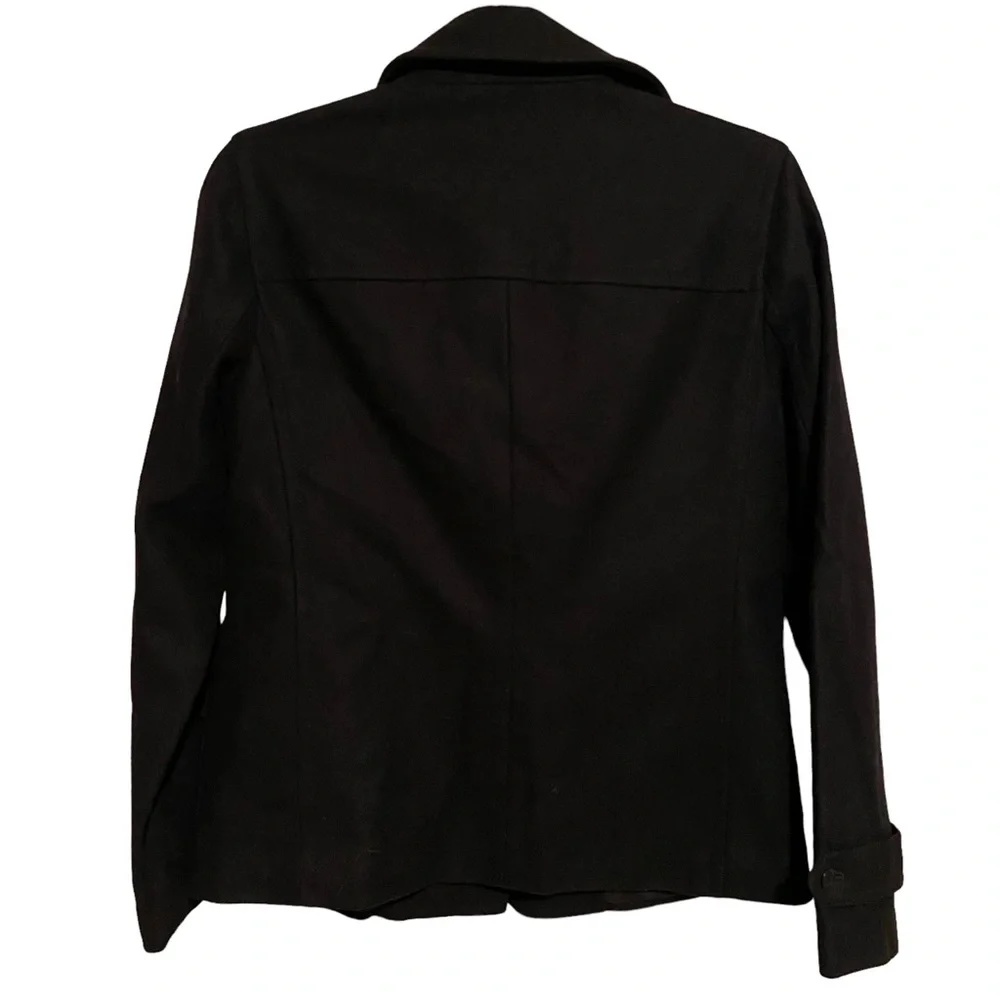 J. Crew Vintage Wool Pea Coat Womens XS Black Wool Blend Classic Button Pockets - Picture 2 of 10